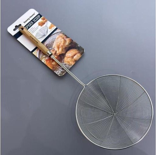 Écumoire à friture - 18 cm - Acier inoxydable avec manche bois
